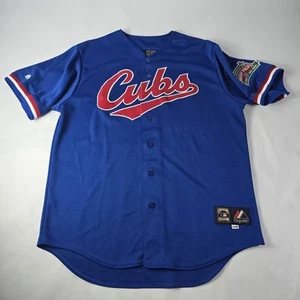 Camiseta deportiva parche 100 años Majestic Cooperstown Collection Chicago Cubs versión L 1994 - Imagen 1 de 11