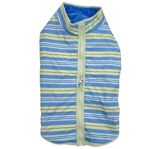 YOULY Size M ( 16"-18") Blue Striped Reversible Cozy Puffer Vest Dog Jacket NWT - Picture 1 of 6