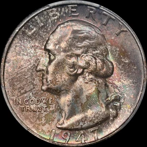Toned 1947-S Washington Quarter PCGS MS66 - Imagen 1 de 4