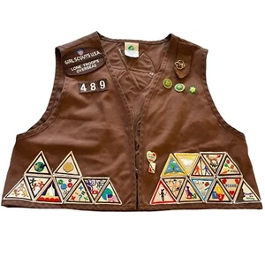 Pfadfinder Brownie Weste L 14 16 Patches Pins Plätzchen Kalender Theater Übersee - Bild 1 von 24