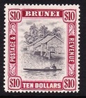 BRUNEI 1947 $10 BLACK & PURPLE SG 92 MNH.