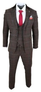 Traje de hombre marrón oscuro a cuadros espiga tweed cuadros novio esmoquin boda graduación traje - Imagen 1 de 13
