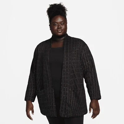 NWT Size 1X - Nike Women's Yoga Therma-FIT Luxe Heritage Weave Cardigan Top - Image 1 of 4