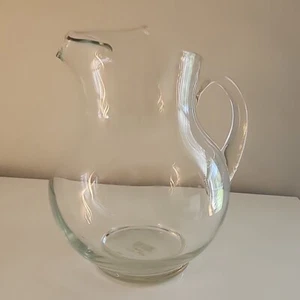 Crisa Corporation Handblown Water Glass Jug Pitcher 8 1/2" with Ice Lip Mexico - Picture 1 of 9