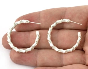 1 par de espirales retorcidas, pendiente circular poste perno brillante plateado cobre 5309 - Imagen 1 de 2