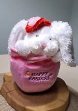  Commonwealth Plush Bunny Inside Pink Tulip Happy Easter 2002 Great Condition 