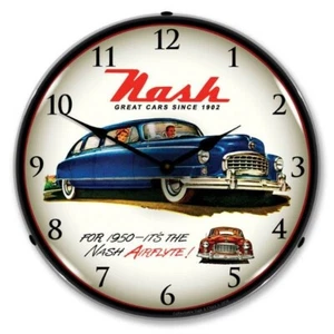Retro Nostalgic 1950 Nash Airflyte LED Lighted Backlit Man Cave Wall Clock NEW - Picture 1 of 4