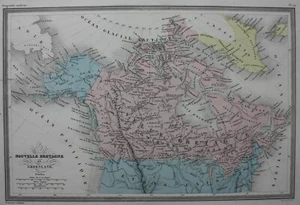 CANADÁ Y GROENLANDIA, 'NOUVELLE BRETAGNE' mapa antiguo original, Malte-Brun c.1882 - Imagen 1 de 4