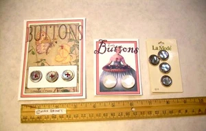 9 Vintage Fancy Mother of Pearl BUTTONS = La Mode w silver metal ART crafts FUN - Imagen 1 de 7