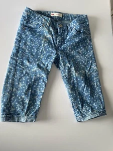 Girls Bottom Pants. Levis Strauss floral denim capri Cuffed Inseam. Girls Large - Picture 1 of 8