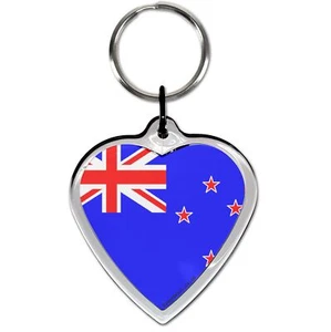 New Zealand Flag I Love Heart Shaped Key Ring (52mm x 36mm) - Picture 1 of 2
