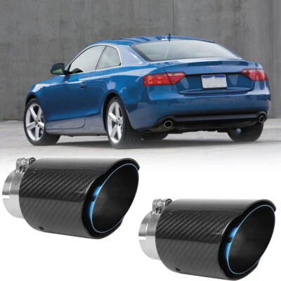 Pair Carbon Fiber Exhaust Tip 2.5" In 3.5" Stainless Steel For Audi A5 2008-2016 - Изображение 1 из 4