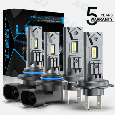 Kits de lâmpadas de faróis de LED 6500K branco para Volvo S60 V70 2001 - 2004 combo 9005 H7 - Imagem 1 de 4