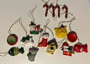 11 Kleintiere Haustier Motiv & 4 Zuckerstangen Weihnachtsschmuck für kleinen Baum - Bild 1 von 6