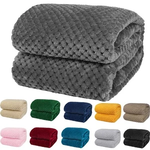 LUXURY POPCORN BLANKET FLEECE TRAVEL THROW SOFA BED WARM COSY SHERPA FAUX FUR - Picture 1 of 107