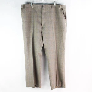 Pantaloni Slacks A Righe Marrone-Grigio Pre-Owned 46W X 30L - Foto 1 di 5