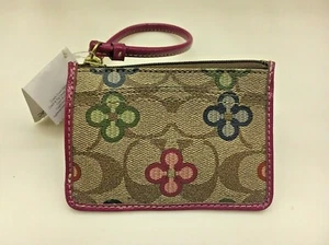 BOLSO BILLETERA COACH PEYTON FIRMA TRÉBOL ID Marrón Rosa NUEVO CON ETIQUETAS - Imagen 1 de 6