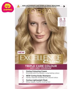 L'Oreal Paris Excellence Crème Permanent Hair Dye 8.3 Natural Golden Blonde - Picture 1 of 2