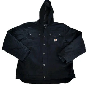 Carhartt Jacket Mens Small Sherpa Lined Hooded Coat Black 103826 Blk Workwear - Picture 1 of 18