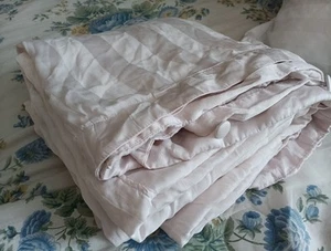 Luxurious 100% SILK Full / Queen DUVET Light Pink Stripe Beautiful 85”x 85” - Imagen 1 de 5