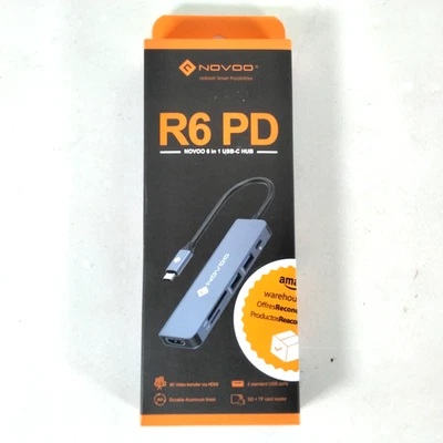 NOVOO R6 PD 6 in 1 USB-C 6 Port Aluminium Hub New In Box - Image 1 of 4