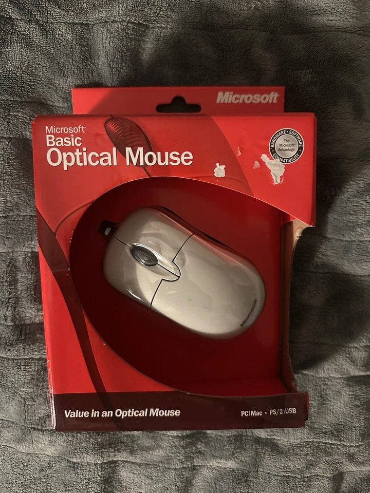 Microsoft Basic Optical Mouse Scroll Wheel PS/2 USB Wired Vintage - NEW Sealed - Image 1 of 4