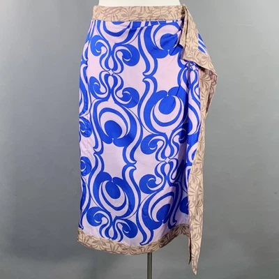 Falda bufanda midi asimétrica remolino seda azul malva talla 10 DRIES VAN NOTEN Foto 1 de 4