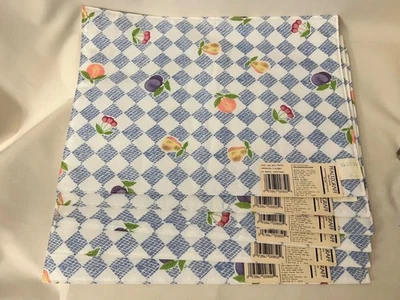 Pfaltzgraff Placemats HOPSCOTCH Pastel Fruit Set of 6 Cotton Poly Blend NEW! - Image 1 of 4