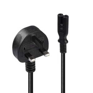 LINDY 30444 2 m UK 3 Pin Plug To IEC C7 Mains Power Cable - Black - Afbeelding 1 van 6
