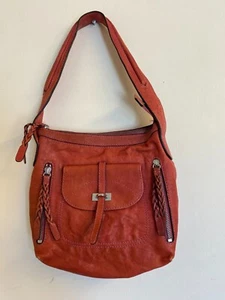 Per Una M&S Red Leather Handbag Front & Inner Pockets Plaited Detail - Great! - Picture 1 of 9