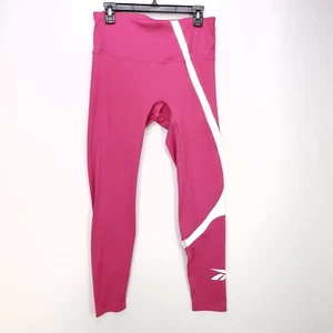 Reebok Workout Big Logo Legging Women's Size Large Training Tight Pink - Picture 1 of 13
