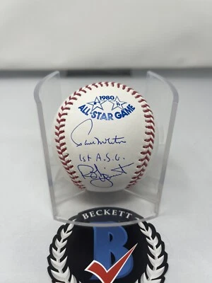 Robin Yount Paul Molitor Signed 1980 All Star Game Baseball Beckett COA 1 - Image 1 of 4