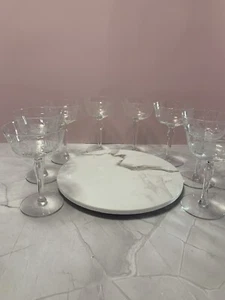 Set di 8 occhiali alti champagne/Sherbet vintage 5 3/4"" incisi a fiori - Foto 1 di 18