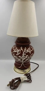 Mid Century Modern 3D FLORAL ART, Brown With Gold Hardware Lamp - Picture 1 of 8