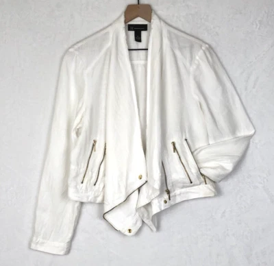 INC INTERNATIONAL Concepts  100% Linen Multi Zip Jacket Sz XL White Waterfall - Image 1 of 4