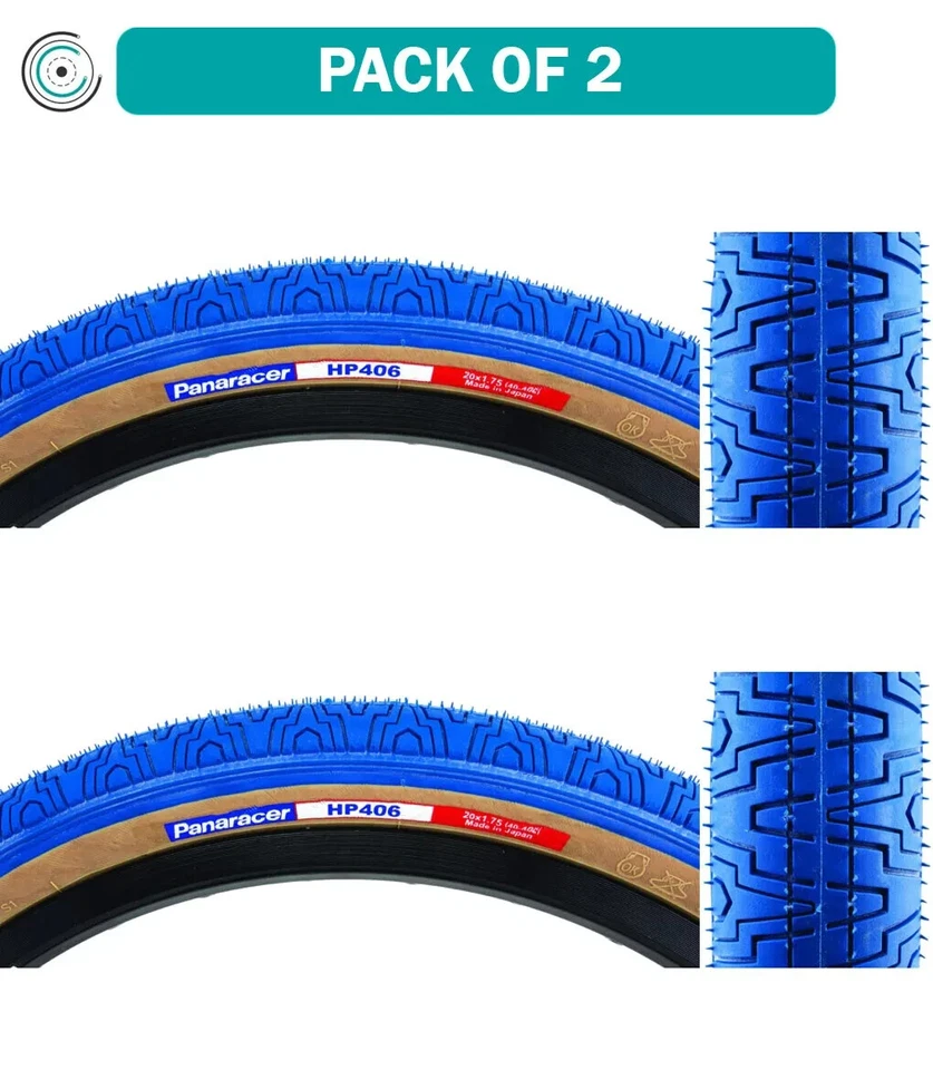Pair of Panaracer HP 406 20 x 1.75 BMX Bike Tires Gum Wall Blue  Ships Flat - Image 1 of 1