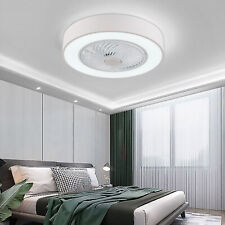 22" Modern Invisible Led Ceiling Fan Light Round Lamp 3-Color Fixture w/ Remote