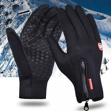 Autumn Winter Cycling Gloves Touch Screen Fleece Mitten Waterproof (L Black)