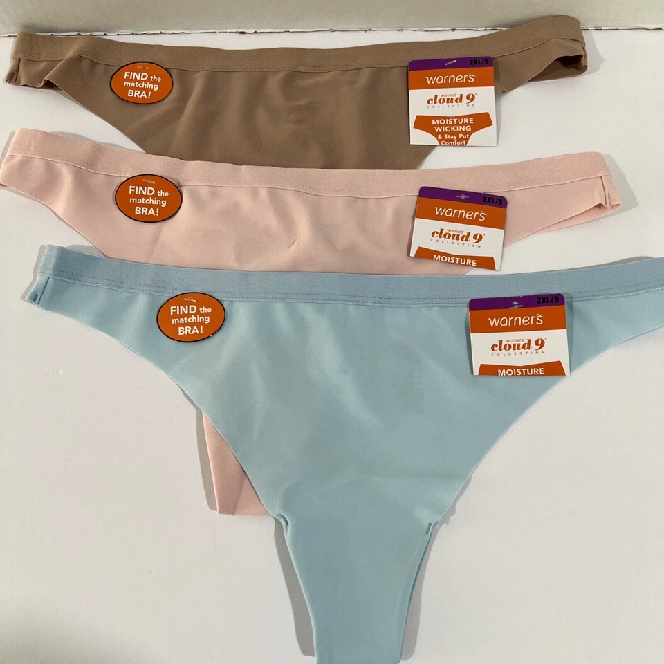 Warner's Cloud 9 Invisible Thong Panties Style RX8101P Size 7/Large