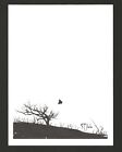 Papeterie effrayante "Still", art gothique noir et blanc, arbre nu, oiseau, Halloween