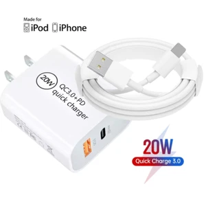 Adaptador de alimentación USB Fast Wall Block PD 20W para iPhone 14/13/12/11/XR/8/7/6 - Imagen 1 de 10