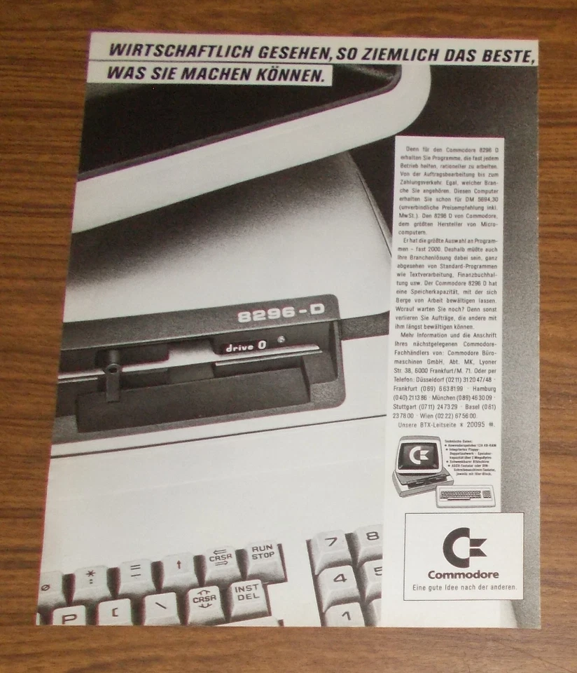 Seltene Werbung COMMODORE 8296-D Computer Das Beste was Sie machen können 1985 - Bild 1 von 1