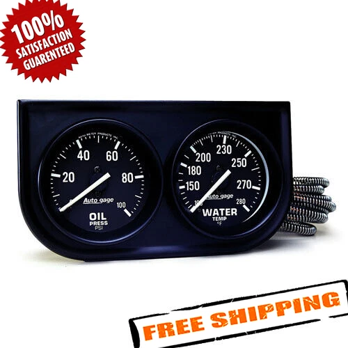 Auto Meter 2392 Autogage Black Oil/Water Gauge with Steel Console - Image 1 of 3