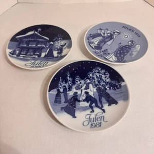 Lot of 3 Grande Porcelain Copenhagen Plates Denmark, Blue Julen 1973, 1980, 1981 - Picture 1 of 5