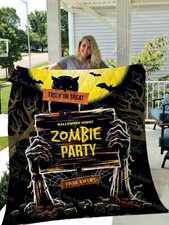 Zombie Party Halloween Quilt, Fleece Blanket Printer In Us