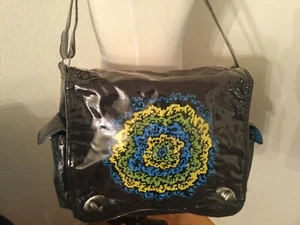 Kalencom Unisex messenger  Coated Diaper Bag Black blue large - Picture 1 of 11