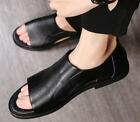 Roman Mens Real Leather Beach Sports Walking Sandals Shoes Slip on Cut out Party
