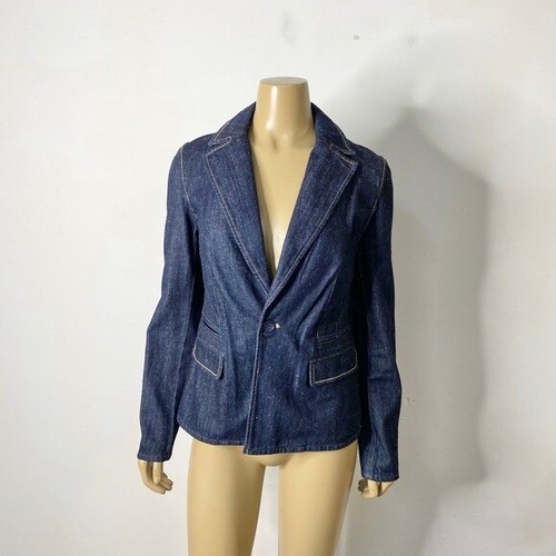 Giacca blazer slim Kate Spade Saturday donna taglia 4 cotone denim con risciacquo maculato