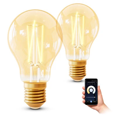2 Pack EYLA Vintage E27 LED Filament Wifi Lights Dimmable CCT Alexa Google - Image 1 of 4