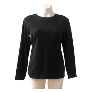 Talbots Womens Medium Black Gold T-Shirt Top Long Sleeve - Picture 1 of 8